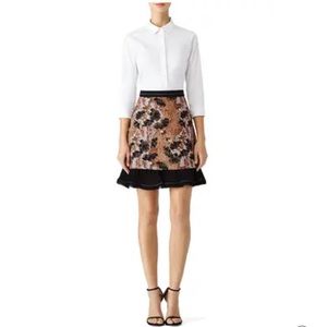 Carven Floral Ruffle Mini Printed Skirt